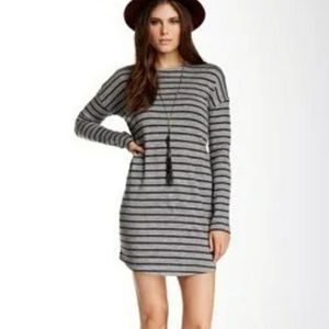 BB Dakota small long sleeve striped gray black nina dress